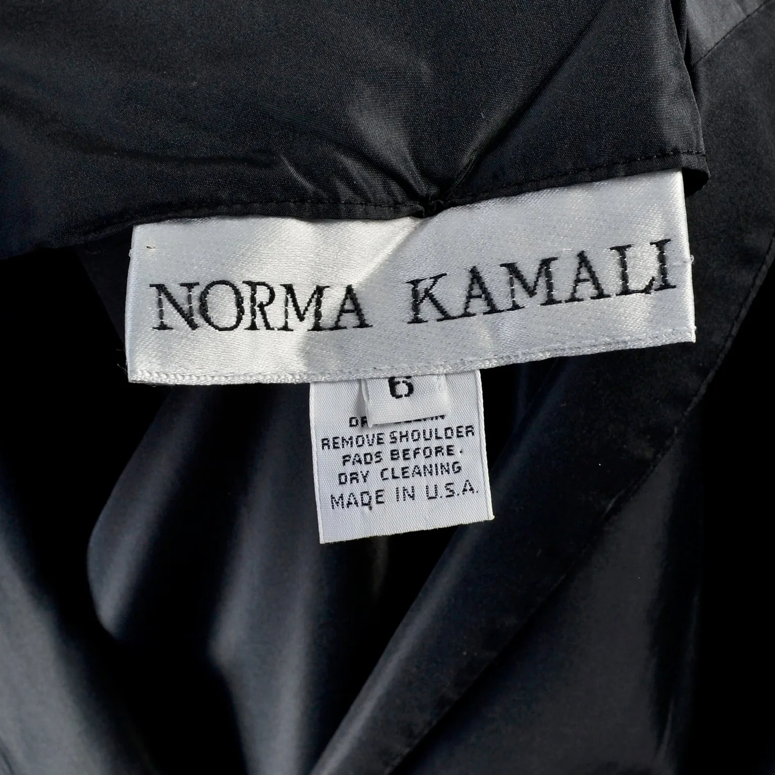 1980s Norma Kamali Black Taffeta Dress With Full Skirt