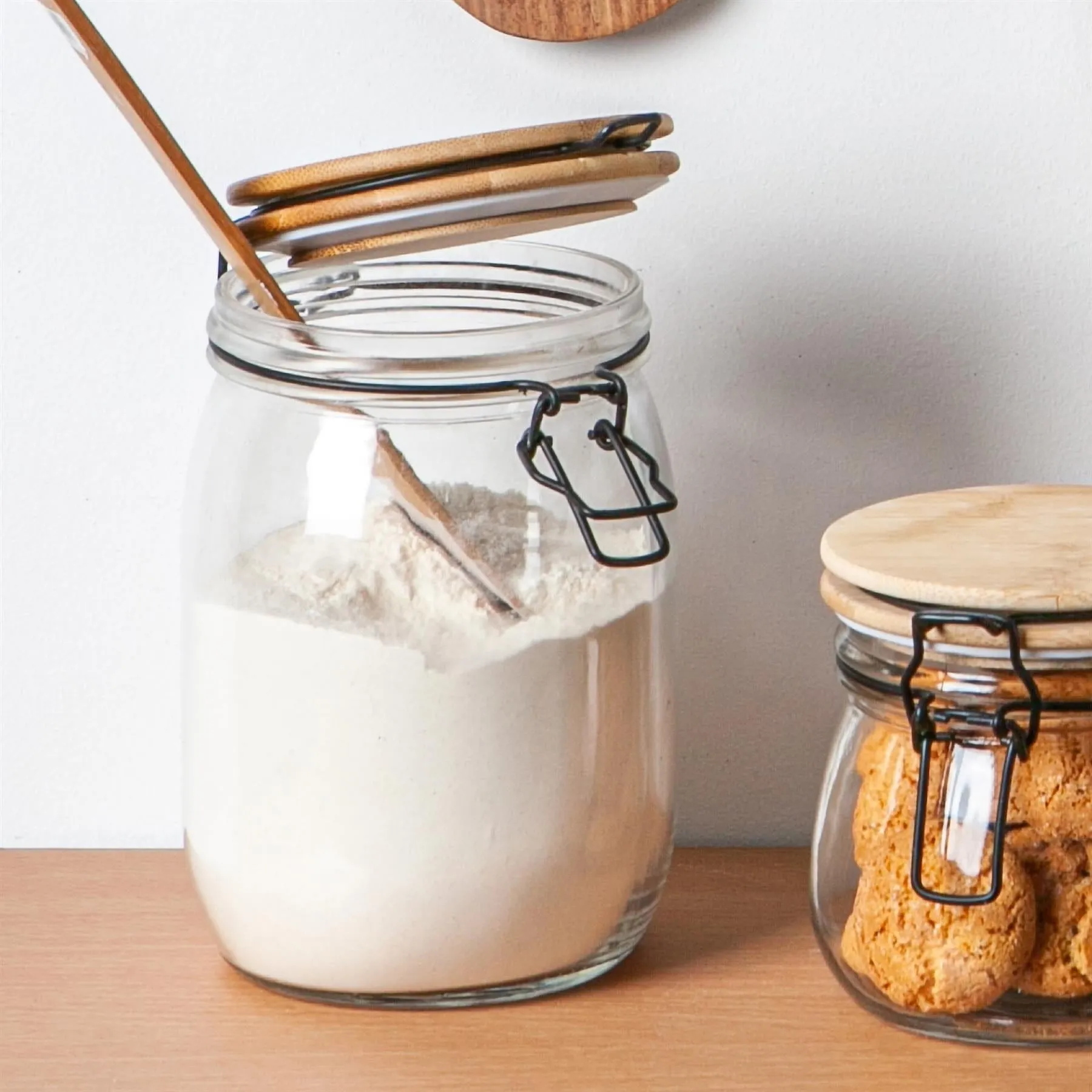 1L Glass Storage Jar with Wooden Clip Lid - By Argon Tableware