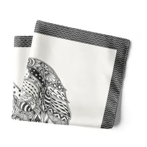 Chokore Artistic Pup Black and Off-White Silk Pocket Square - Wildlife Range