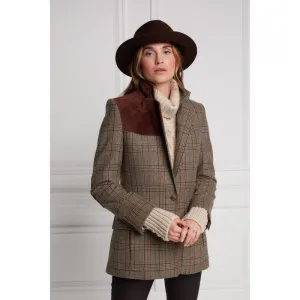 Holland Cooper Single Breasted Field Ladies Tweed Blazer - Bourbon