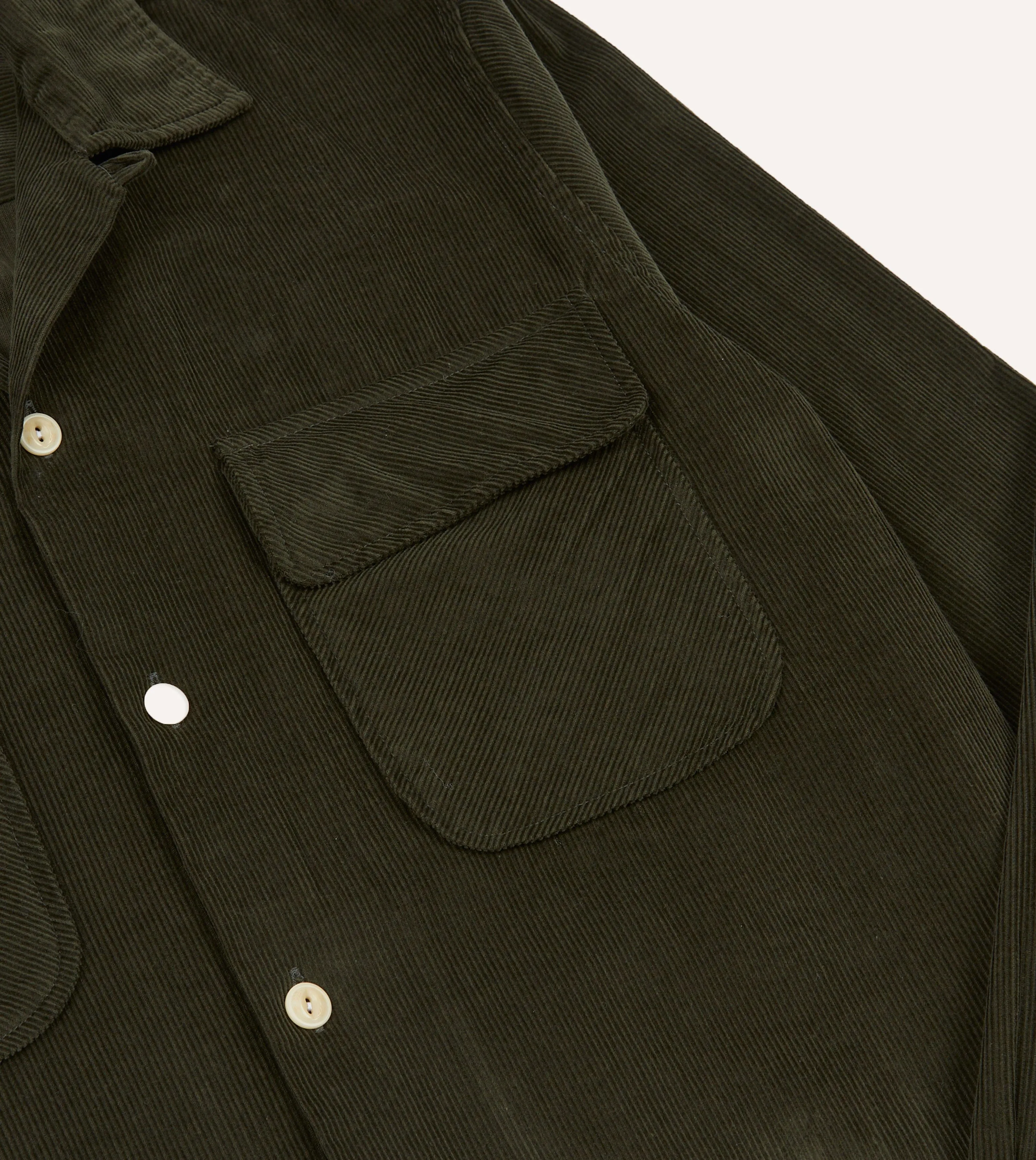 Khaki Corduroy Camp Collar Long Sleeve Shirt