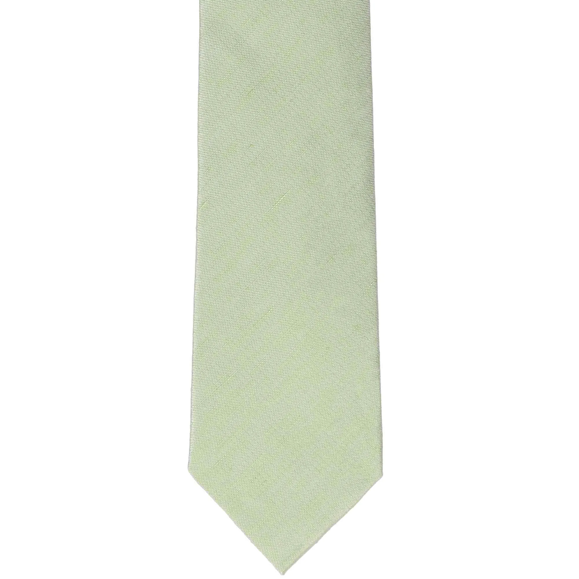 Light Sage Regency Linen/Silk Narrow Necktie, 3" Width