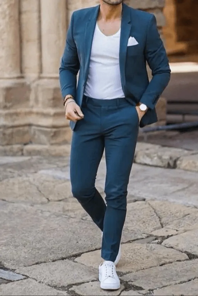 Men two piece blue formal suit