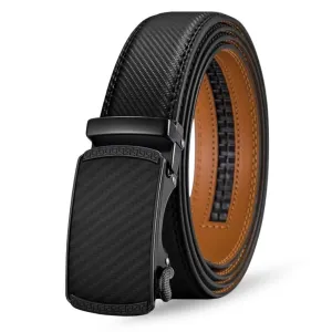 Men’s Automatic Ratchet Belt - Matte Black Lattice with Greek Key Edges