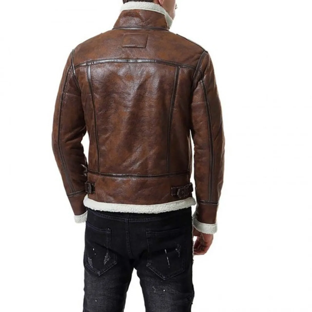 Men's Brown Shearling Leather Jacket