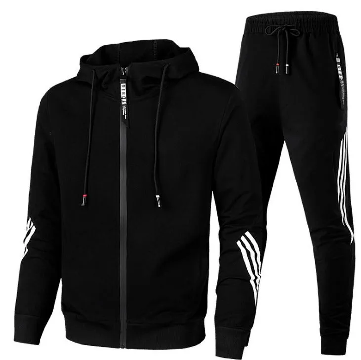 Men's Casual Tracksuit Long Sleeve Athletic Set Full Zip Jacket and Pants Hoodie Suit