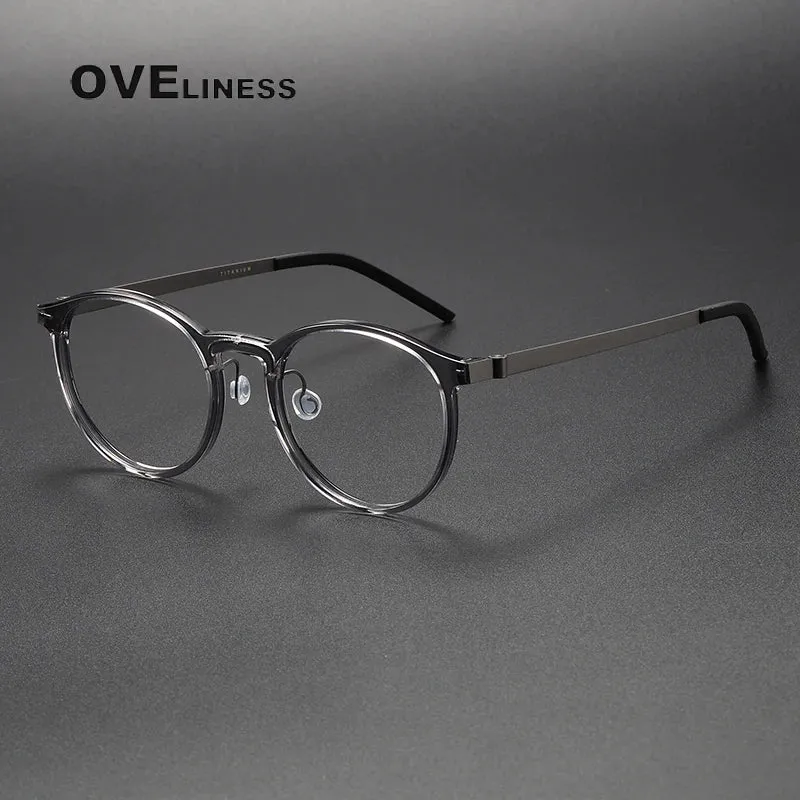 Oveliness Unisex Full Rim Round Screwless Titanium Acetate Eyeglasses 1836