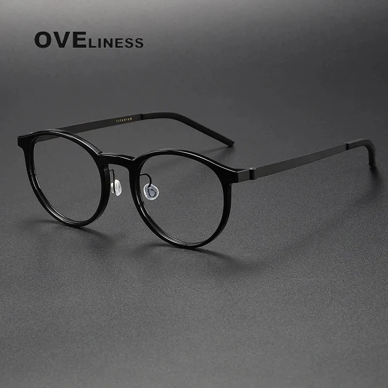 Oveliness Unisex Full Rim Round Screwless Titanium Acetate Eyeglasses 1836