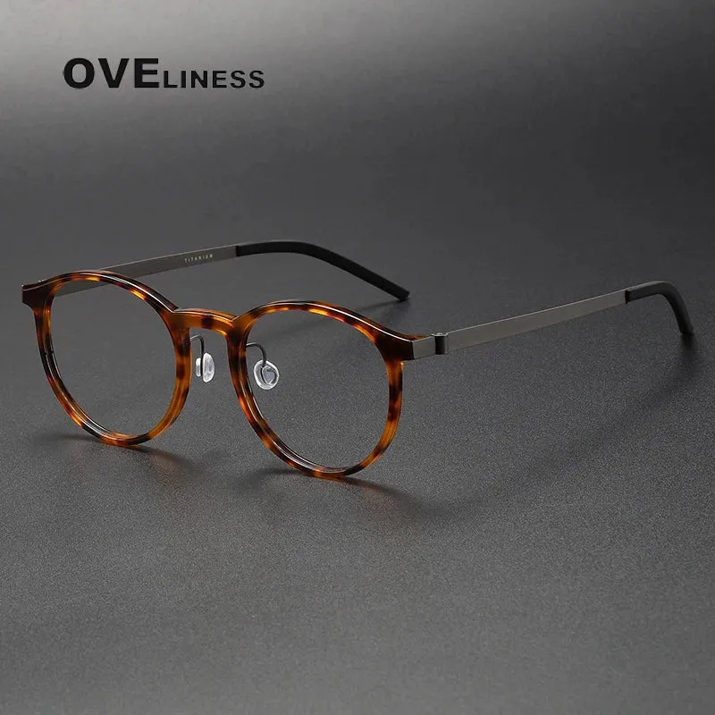 Oveliness Unisex Full Rim Round Screwless Titanium Acetate Eyeglasses 1836