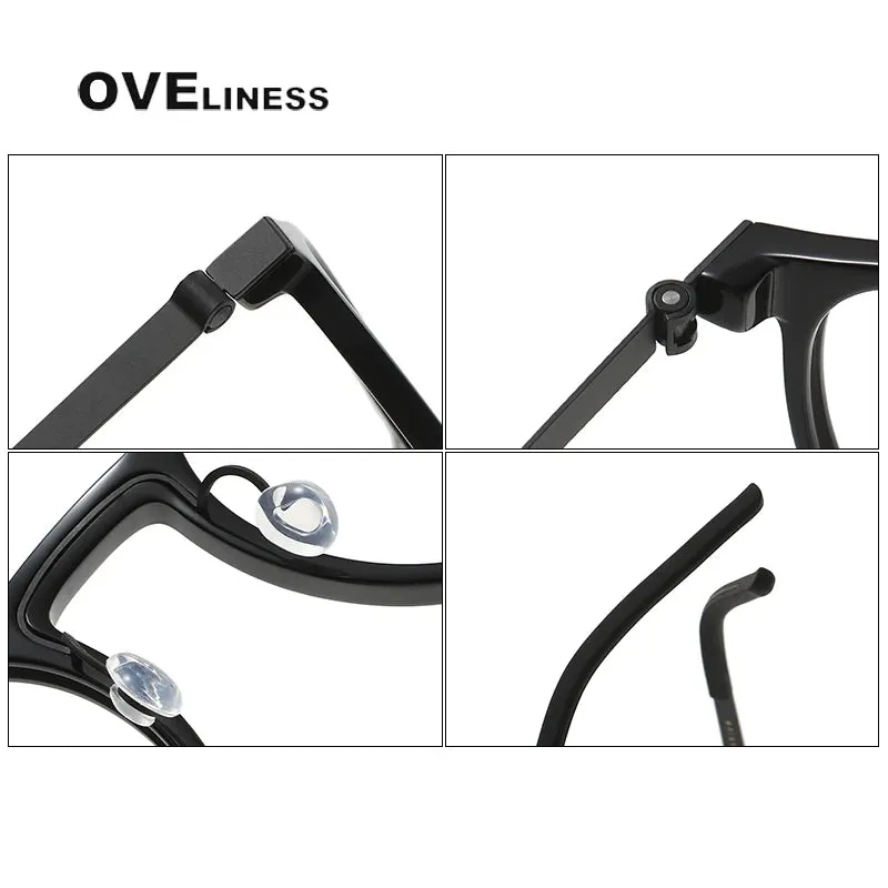 Oveliness Unisex Full Rim Round Screwless Titanium Acetate Eyeglasses 1836