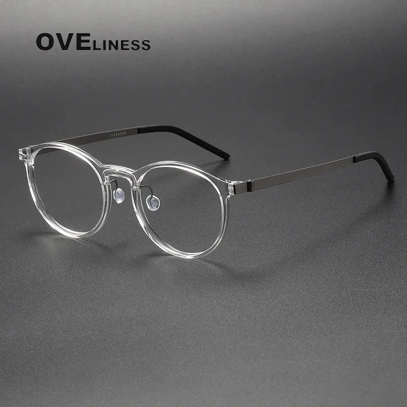 Oveliness Unisex Full Rim Round Screwless Titanium Acetate Eyeglasses 1836