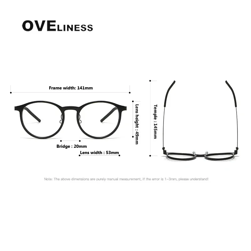 Oveliness Unisex Full Rim Round Screwless Titanium Acetate Eyeglasses 1836