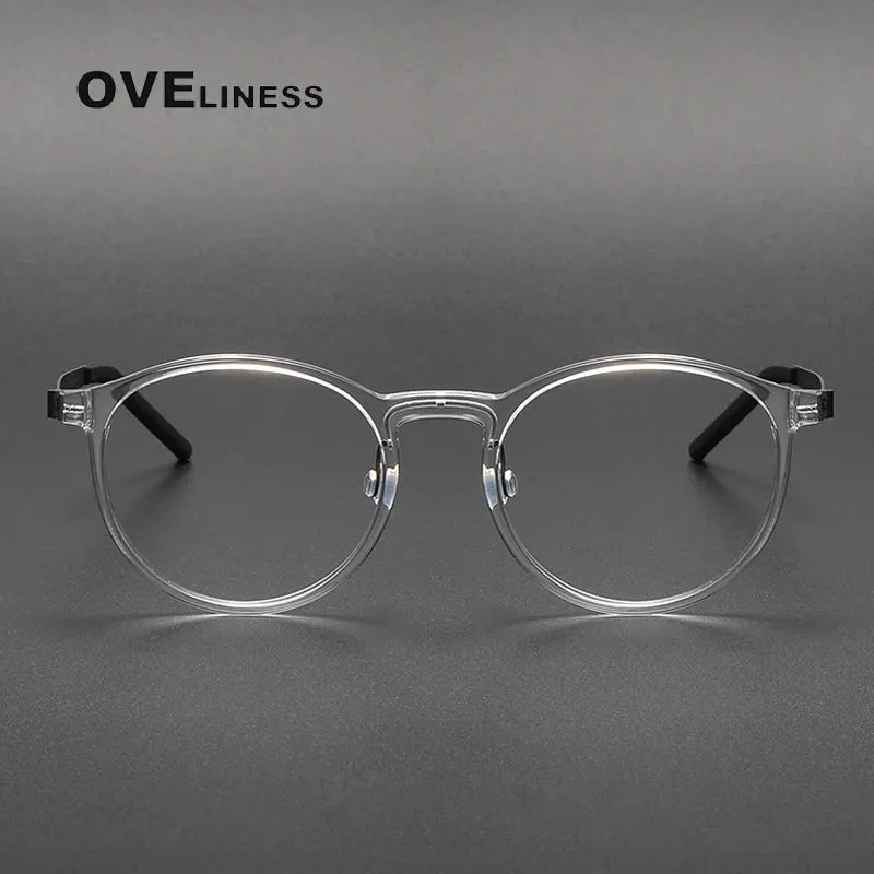 Oveliness Unisex Full Rim Round Screwless Titanium Acetate Eyeglasses 1836