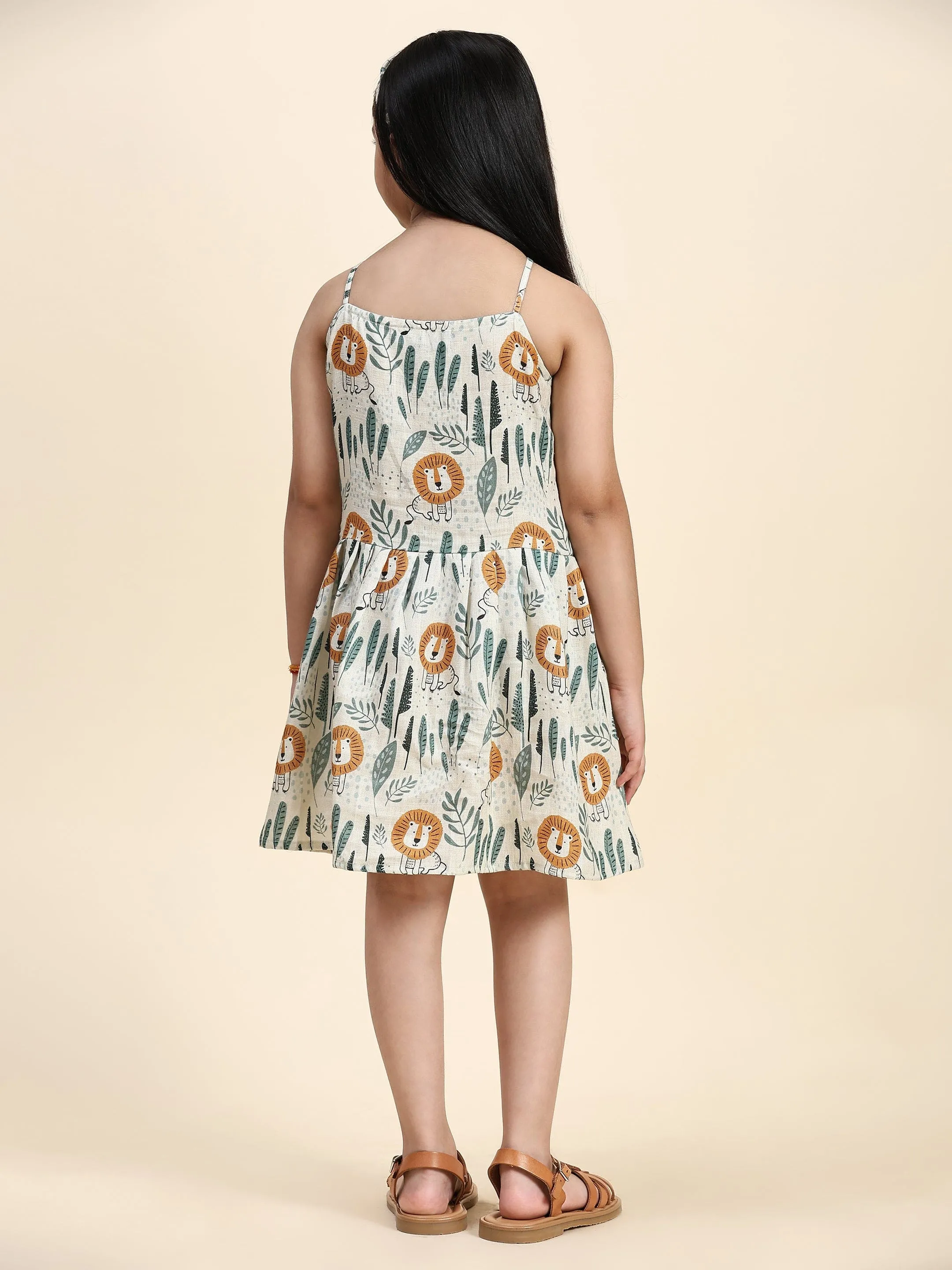 Pre-Order: TopSkirt Styled Lion Print Pure Linen Dress