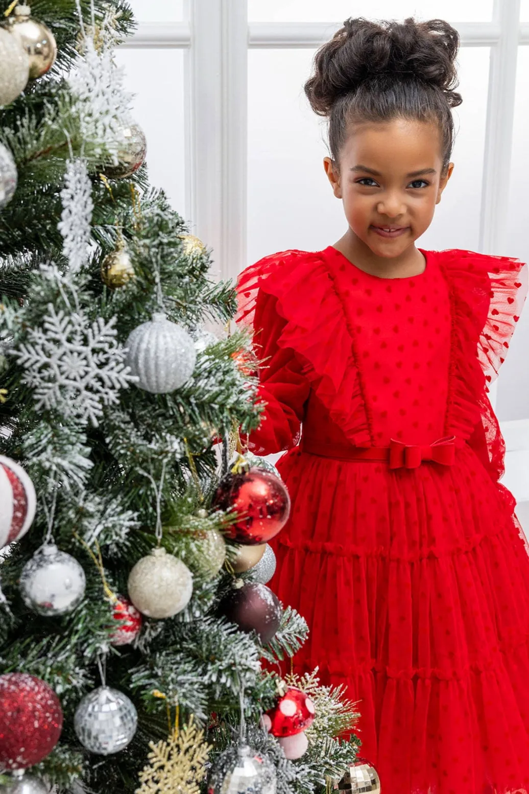 Red Heart-Shaped Girls Dress