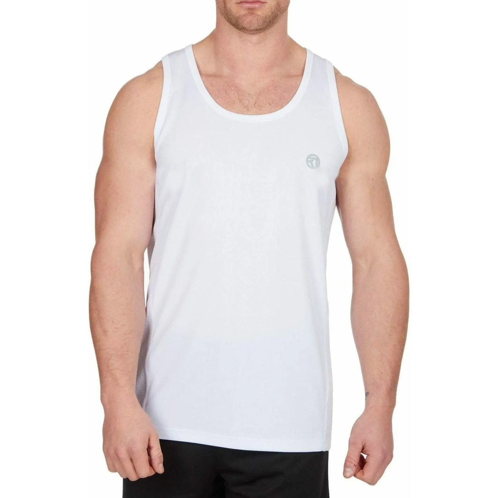 Red Tag Activewear Mens Running Vest - White