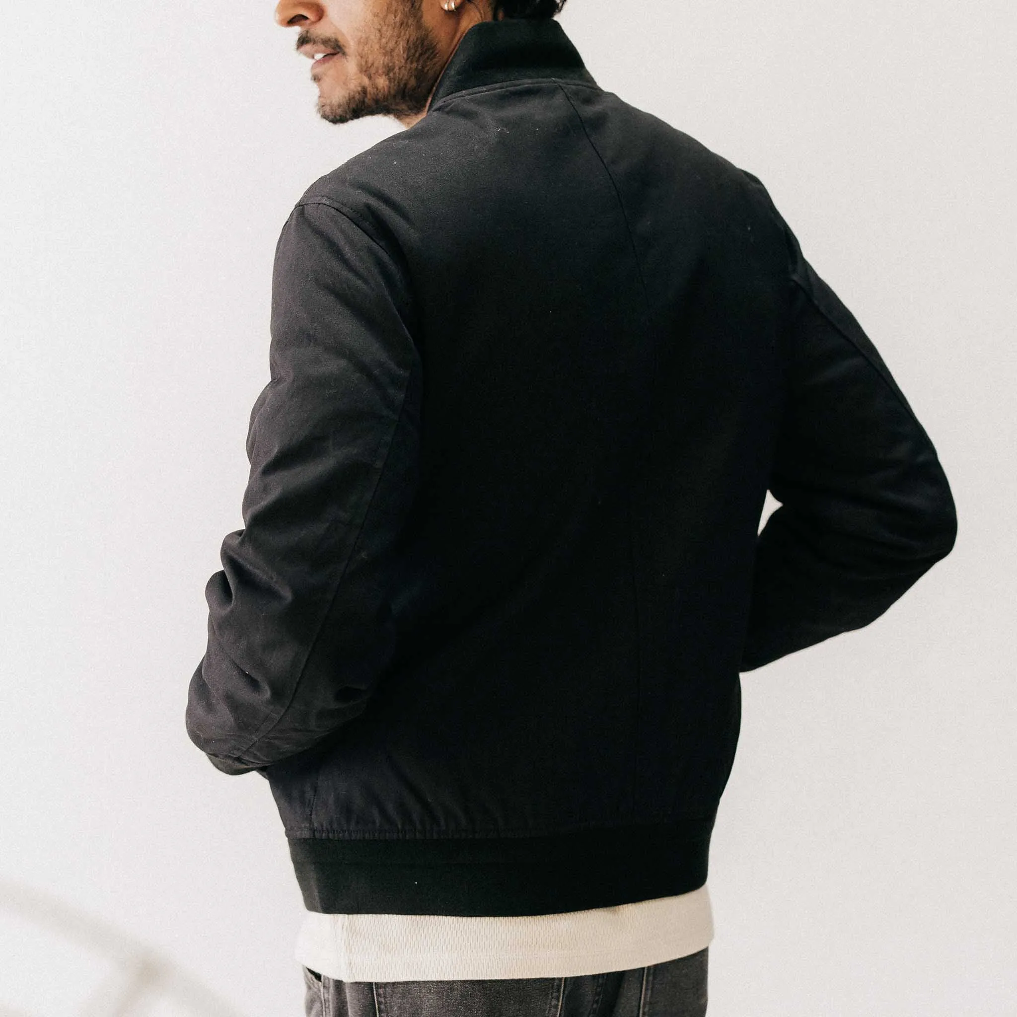 The Insulated Bomber Jacket in Coal Dry Wax