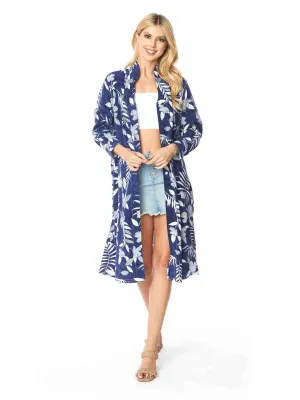 Tianello TENCEL™  "Indigo Fern" Print Long "SELENA"  Duster Jacket