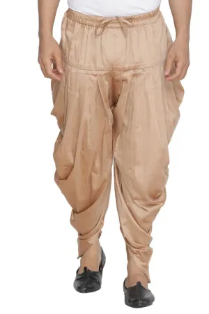 VASTRAMAY Men's Rose Gold Cotton Silk Blend Dhoti