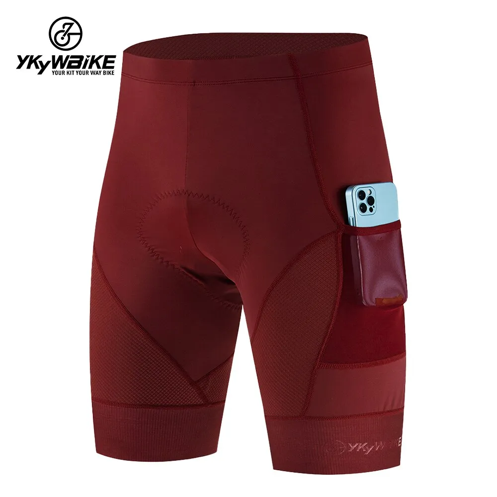 YKYW Men's Cycling Shorts Padded Comfortable Road Biking Pants 2 Pocket Tights Slim Fit 3 Colors